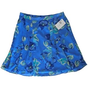 NWT Jaclyn Smith Blue Floral A-Line Midi Skirt Women's Size XL
